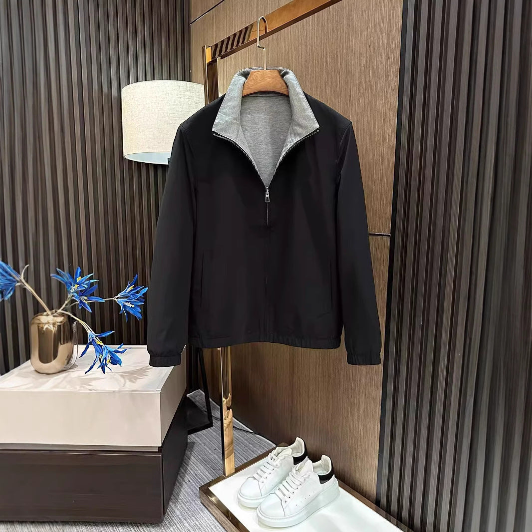 Herren Leichte Reißverschluss-Jacke mit elastischem Saum und kontrastkragen Drune