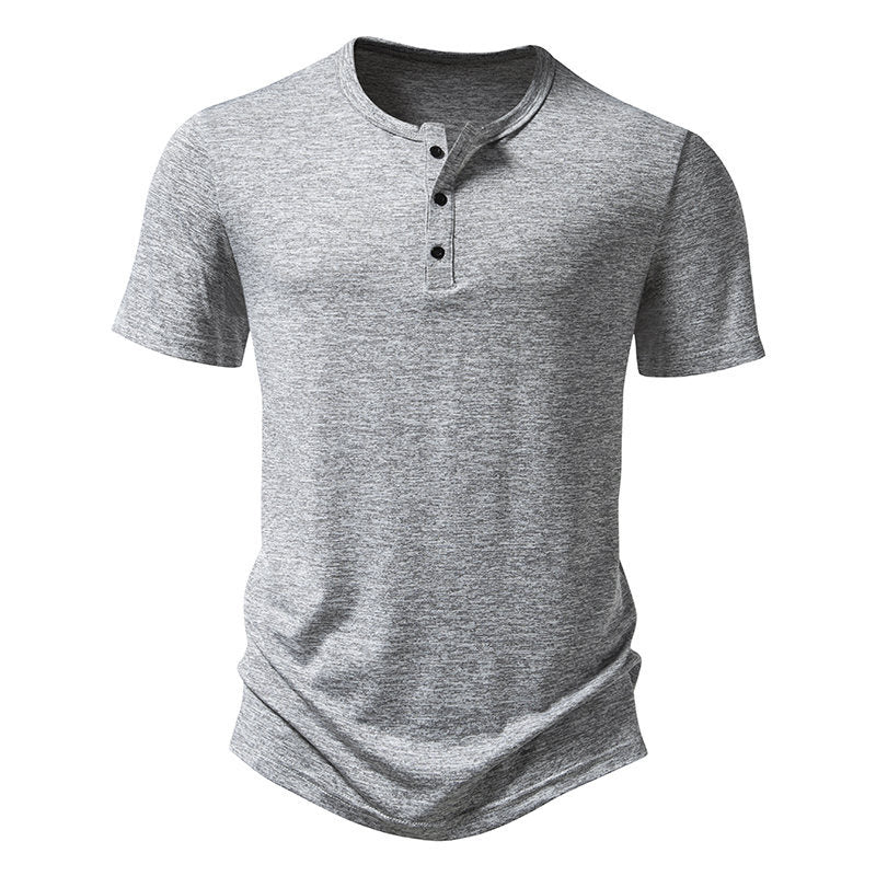 Herren Kurzarm-Henley-T-Shirt mit hochwertiger Baumwolle Drune