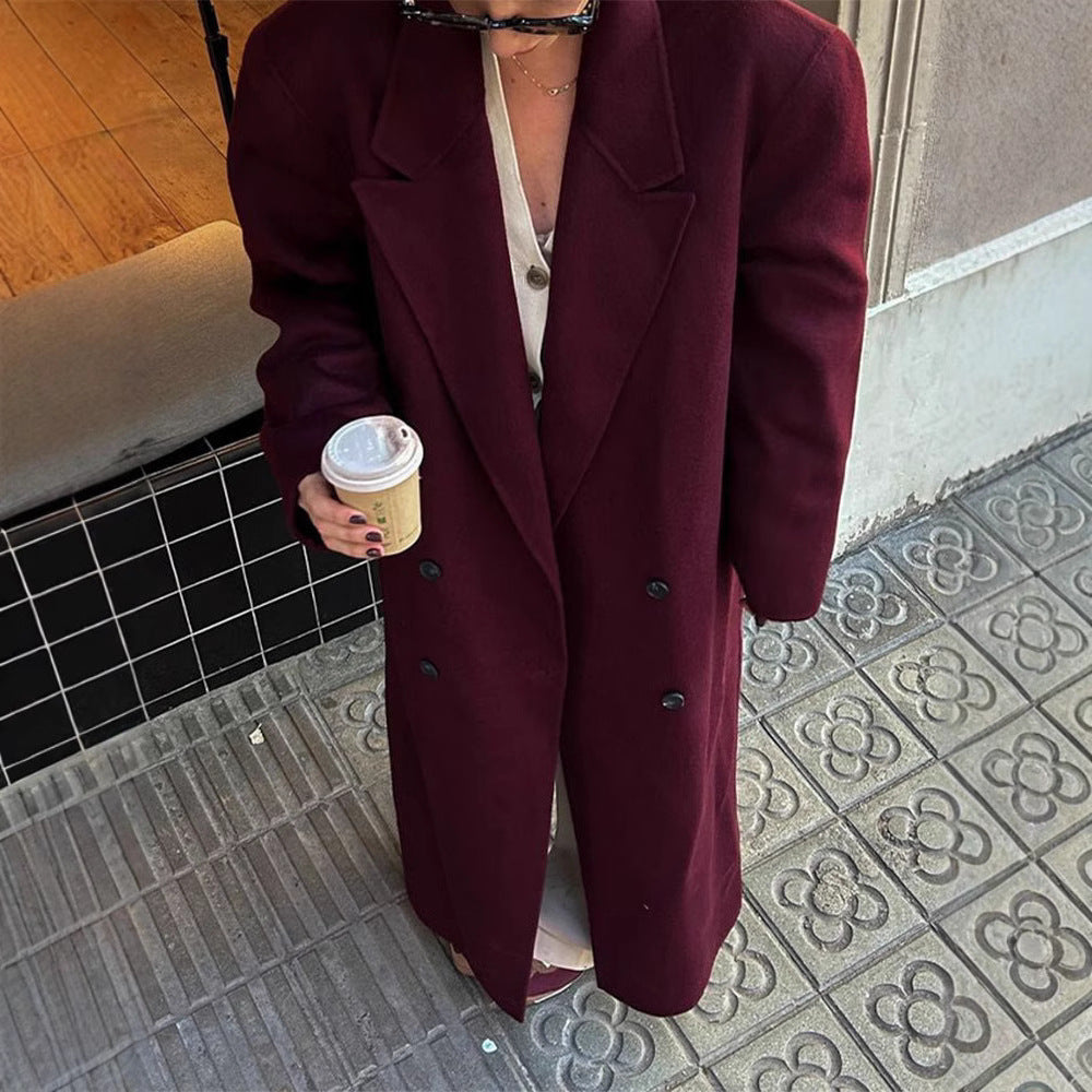Damen eleganter Wool Coat mit doppelter Knopfleiste Drune