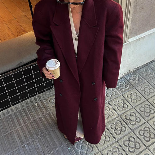 Damen eleganter Wool Coat mit doppelter Knopfleiste Drune