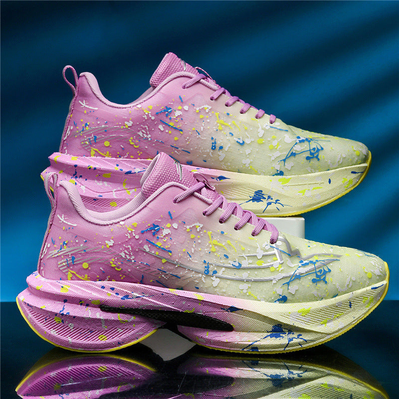 Unisex künstlerische Laufsneaker mit farbspritz-Design, sockenähnlichem Einstieg und gedämpfter Hohlkern-Zwischensohle Drune