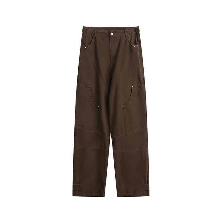 Damen Weite High‑Waist Cargo‑Hose mit Multifunktionstaschen und verstellbarem Saum Drune