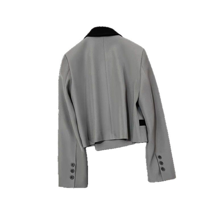 Damen modische cropped Doppelreiher Blazerjacke Drune