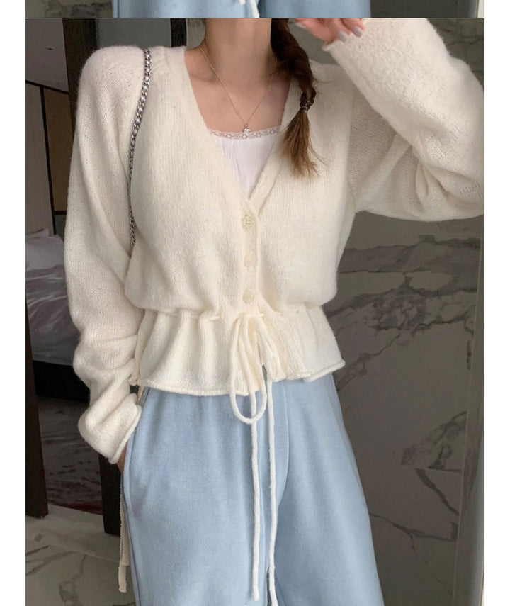 Damen Strickjacke mit tailliertem Design und bindbarem Gürtel Drune