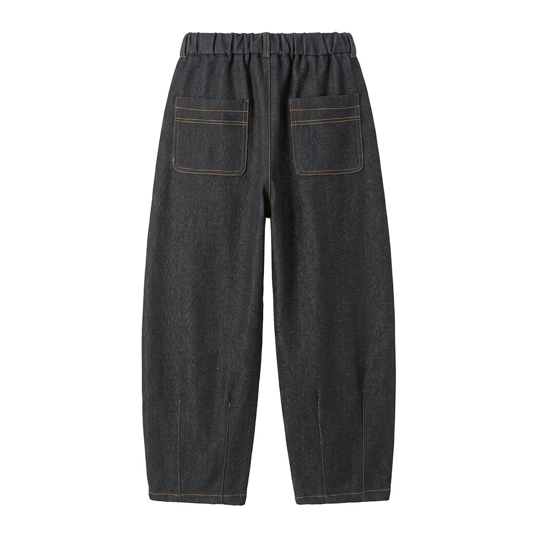 Damen Hochtaillierte Relaxed-Jeanshose mit Bundfalten, Teilungsnähten und elastischem Rückbund Drune