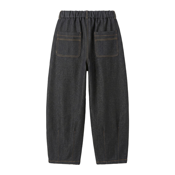Damen Hochtaillierte Relaxed-Jeanshose mit Bundfalten, Teilungsnähten und elastischem Rückbund Drune