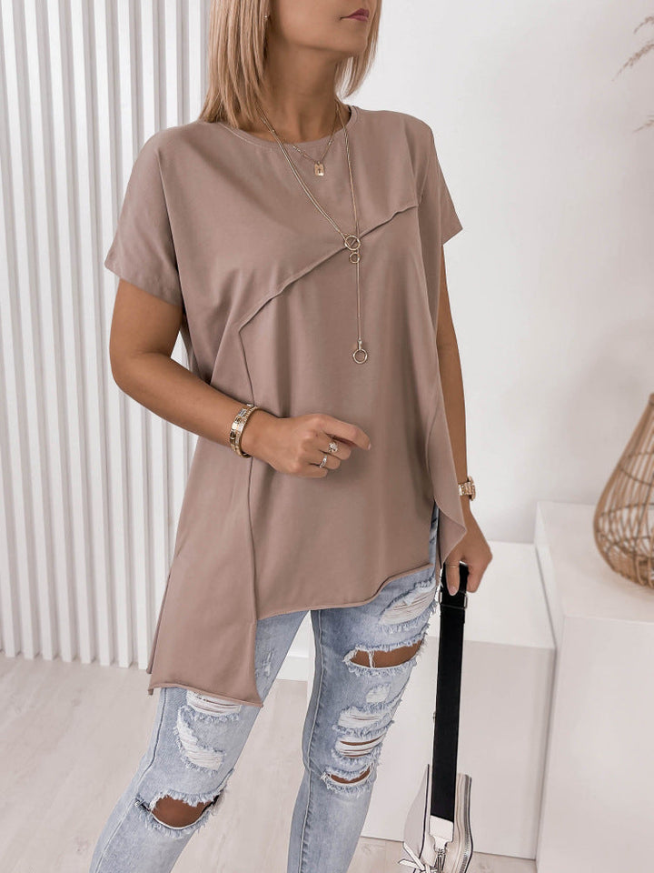 Damen asymmetrisches Oberteil mit eleganter Drapierung Drune