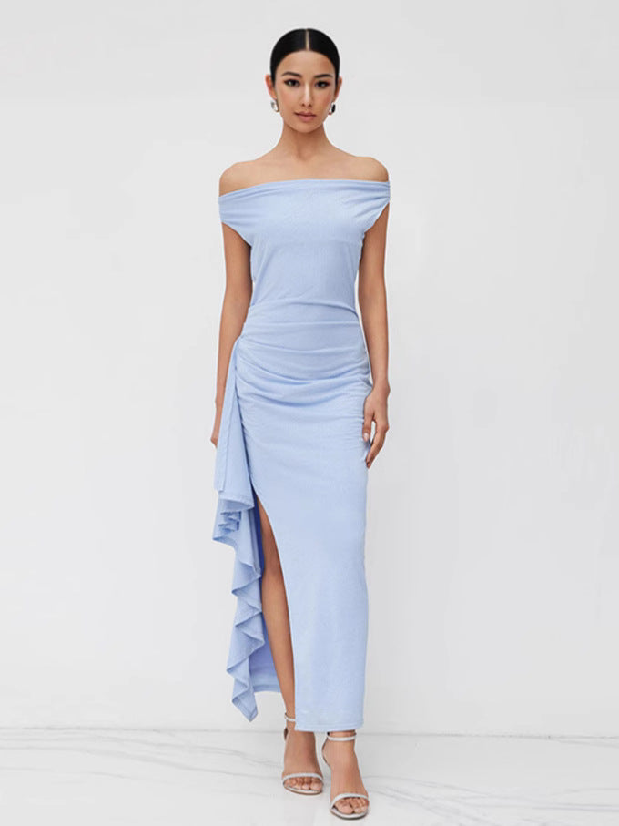 Damen figurbetontes Maxikleid mit elegantem Schnitt und aufregenden Details Drune