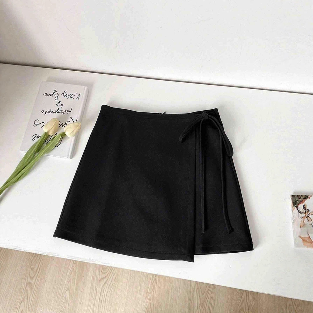 Damen Wickelrock aus hochwertigem Leinenstoff mit eleganter Schleifenbindung Drune
