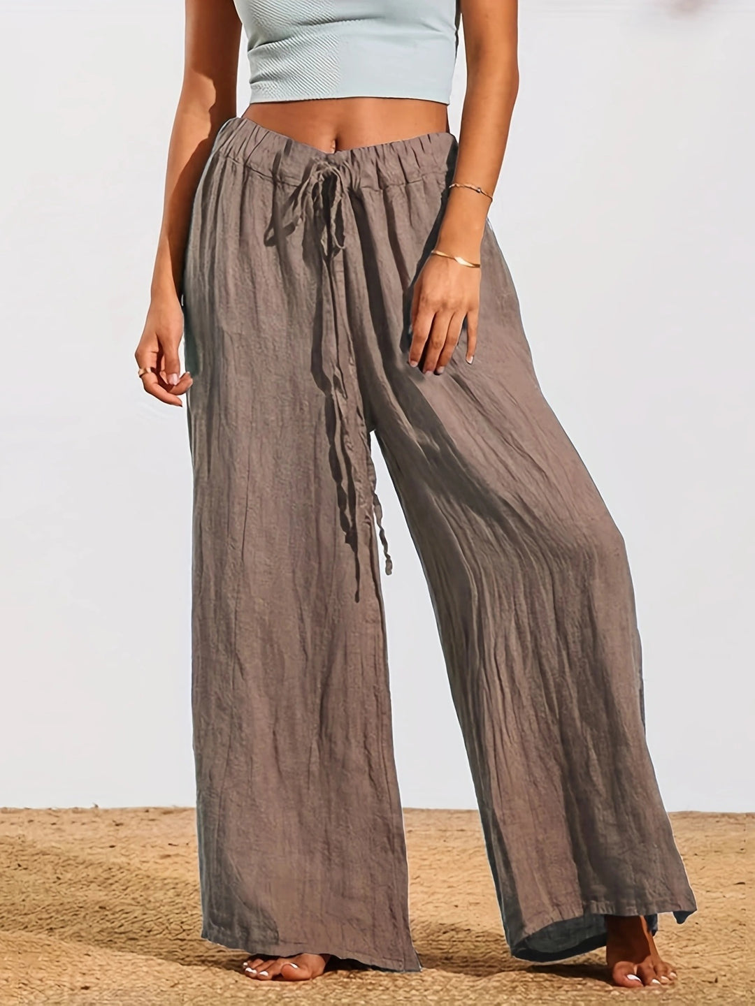 Damen weite Sommerhose mit elastischem Bund und praktischem Kordelzug Drune