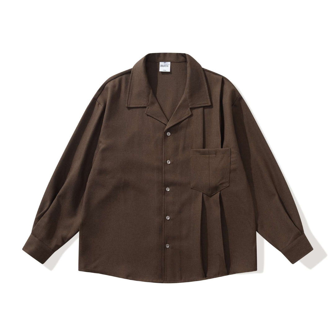 Unisex Oversize Hemdjacke mit offenem Reverskragen und Brusttasche Drune