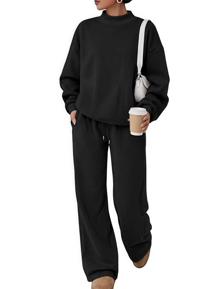 Damen Lässiges Lounge-Set mit hohem Stehkragen und weiter Jogginghose Drune