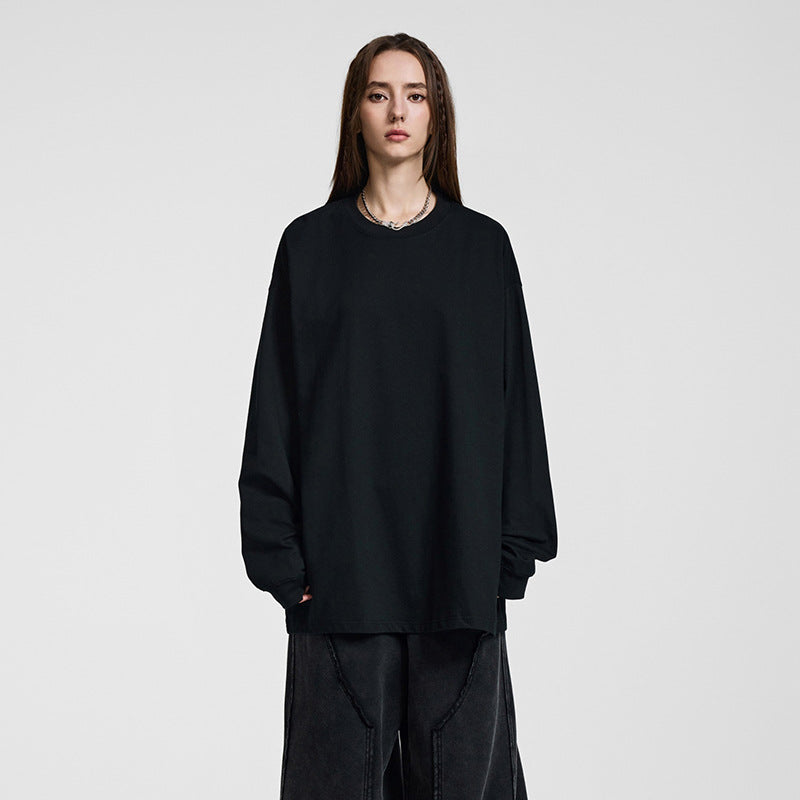 Herren Oversize-Langarmshirt mit überschnittener Schulter und Rundhalsausschnitt Drune