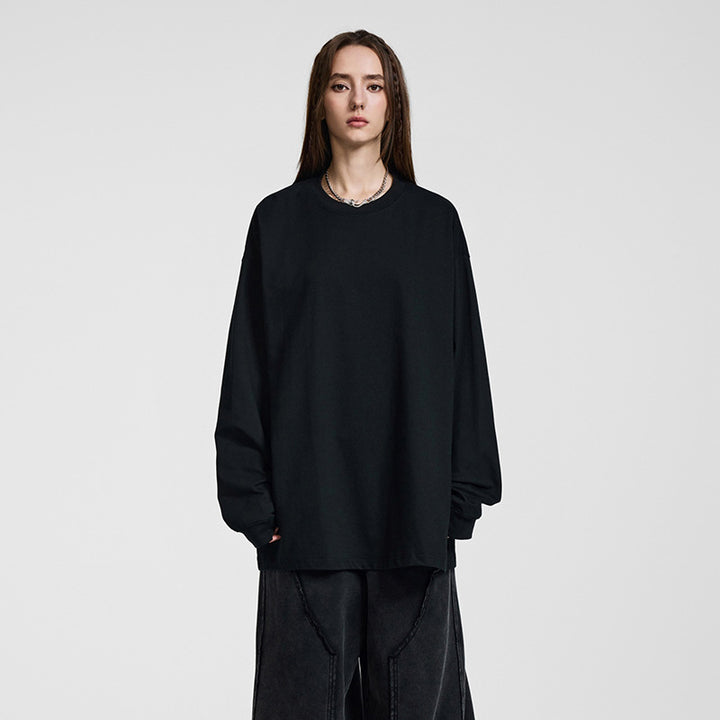 Herren Oversize-Langarmshirt mit überschnittener Schulter und Rundhalsausschnitt Drune