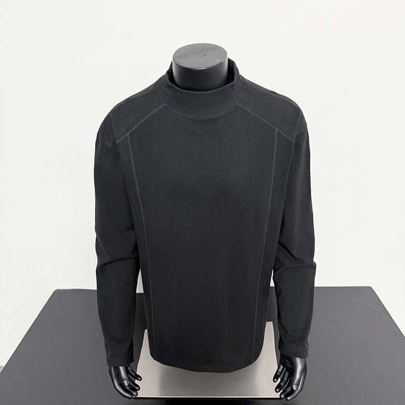 Herren Feines Mockneck‑Langarmshirt mit minimalistischen Ziernähten und entspannter Passform Drune