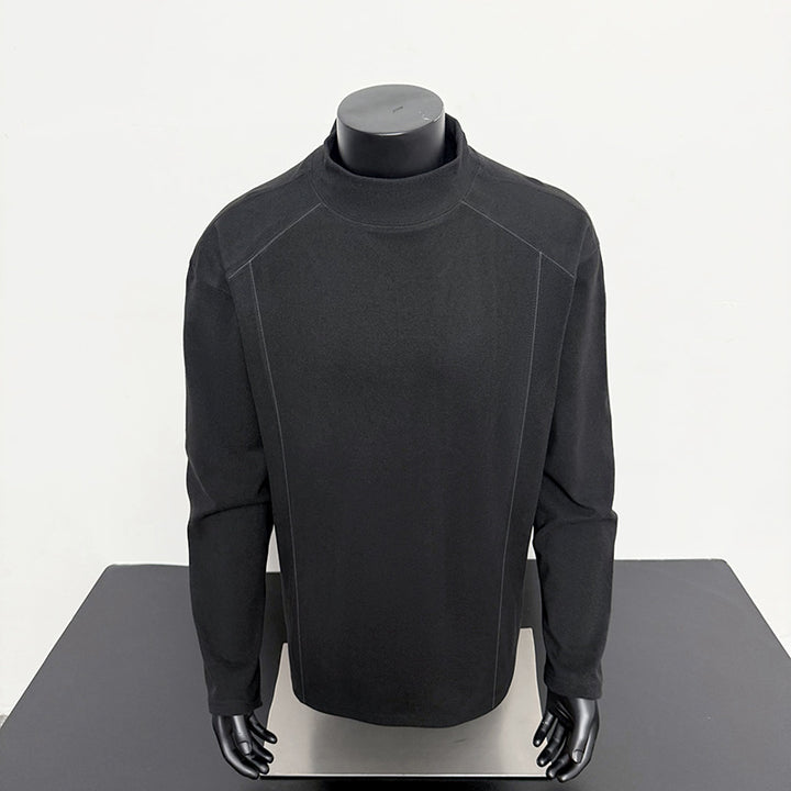 Herren Feines Mockneck‑Langarmshirt mit minimalistischen Ziernähten und entspannter Passform Drune