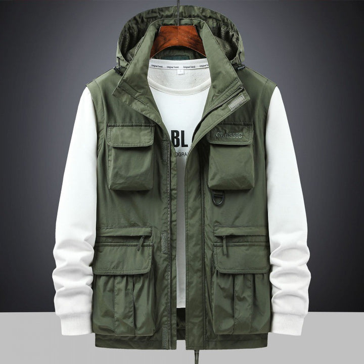 Herren Multifunktionale Utility-Fieldjacke mit Kapuze, Mehrfach-Taschen und Ripstop-Außenmaterial Drune