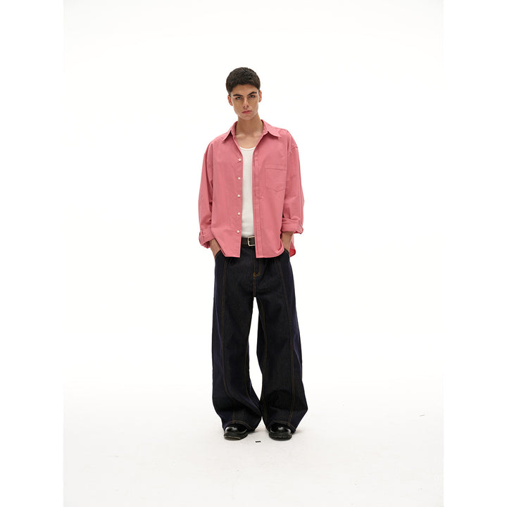 Damen Oversize‑Hemdbluse mit Brusttasche und verdeckter Knopfleiste Drune