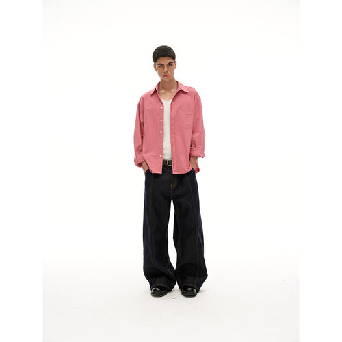 Damen Oversize‑Hemdbluse mit Brusttasche und verdeckter Knopfleiste Drune