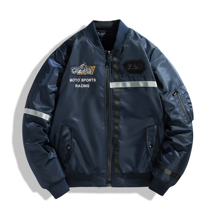 Herren Bomberjacke im Fliegerjackenstil mit reflektierenden Streifen, Utility‑Taschen und leichter Thermofütterung Drune