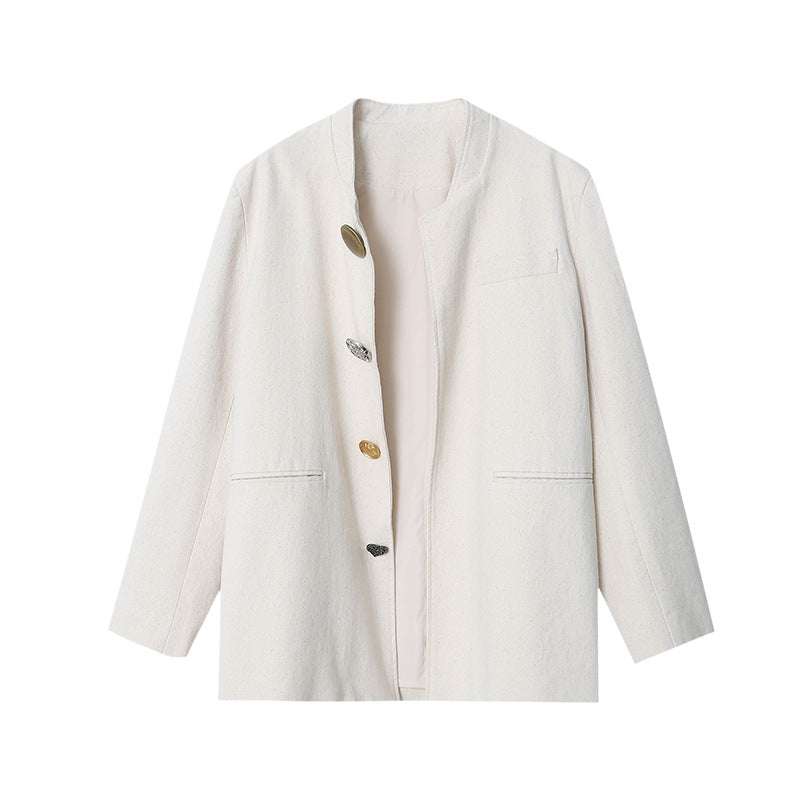 Damen lässige Blazerjacke mit femininen Details und eleganten Knopfakzenten Drune