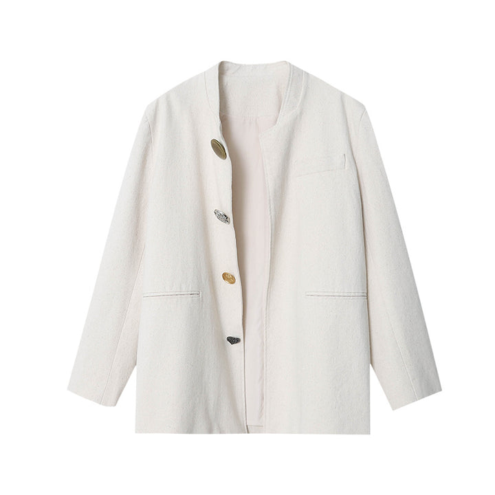 Damen lässige Blazerjacke mit femininen Details und eleganten Knopfakzenten Drune
