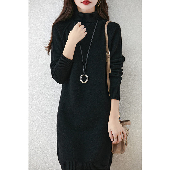 Damen Strickkleid mit hohem Kragen und weichem Material Drune