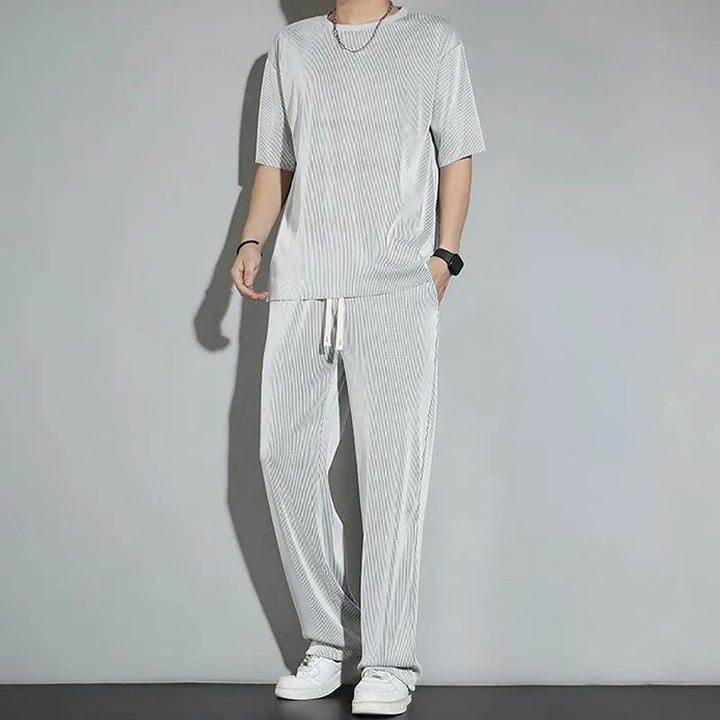 Herren Bequeme Freizeithose mit trendiger Streifenstruktur Drune