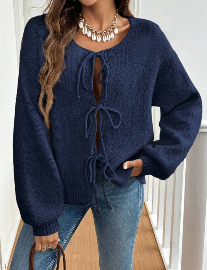 Damen Pullover mit Kordelzug und überschnittenen Ärmeln Drune