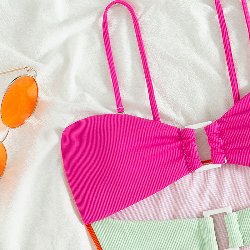 Damen Modischer Cut-Out-Bikini mit Verstellbarem Oberteil Drune