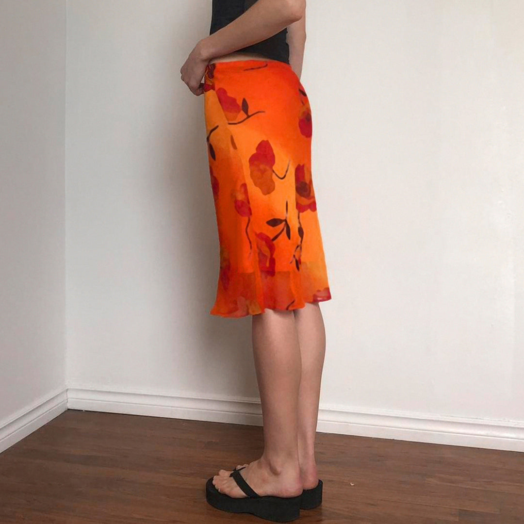 Damen luftiger Maxirock mit floralem Muster Drune