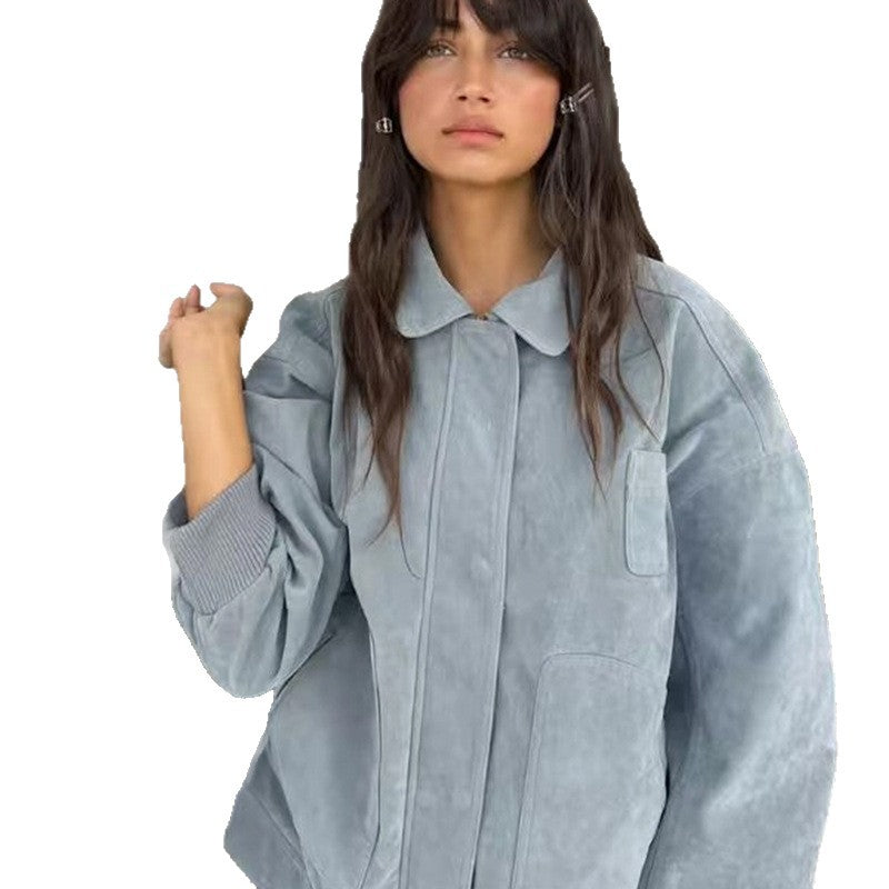 Damen Oversized Denimjacke im lässigen Stil mit praktischen Taschen Drune