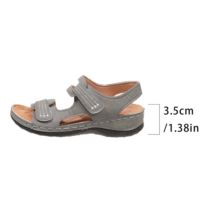 Damen bequeme Sandalen mit verstellbaren Klettverschlüssen und komfortablem Fußbett Drune