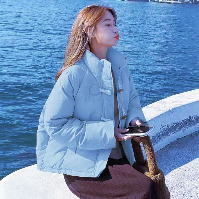Damen Übergroße Steppjacke mit hohem Kragen und Knopfdetails Drune