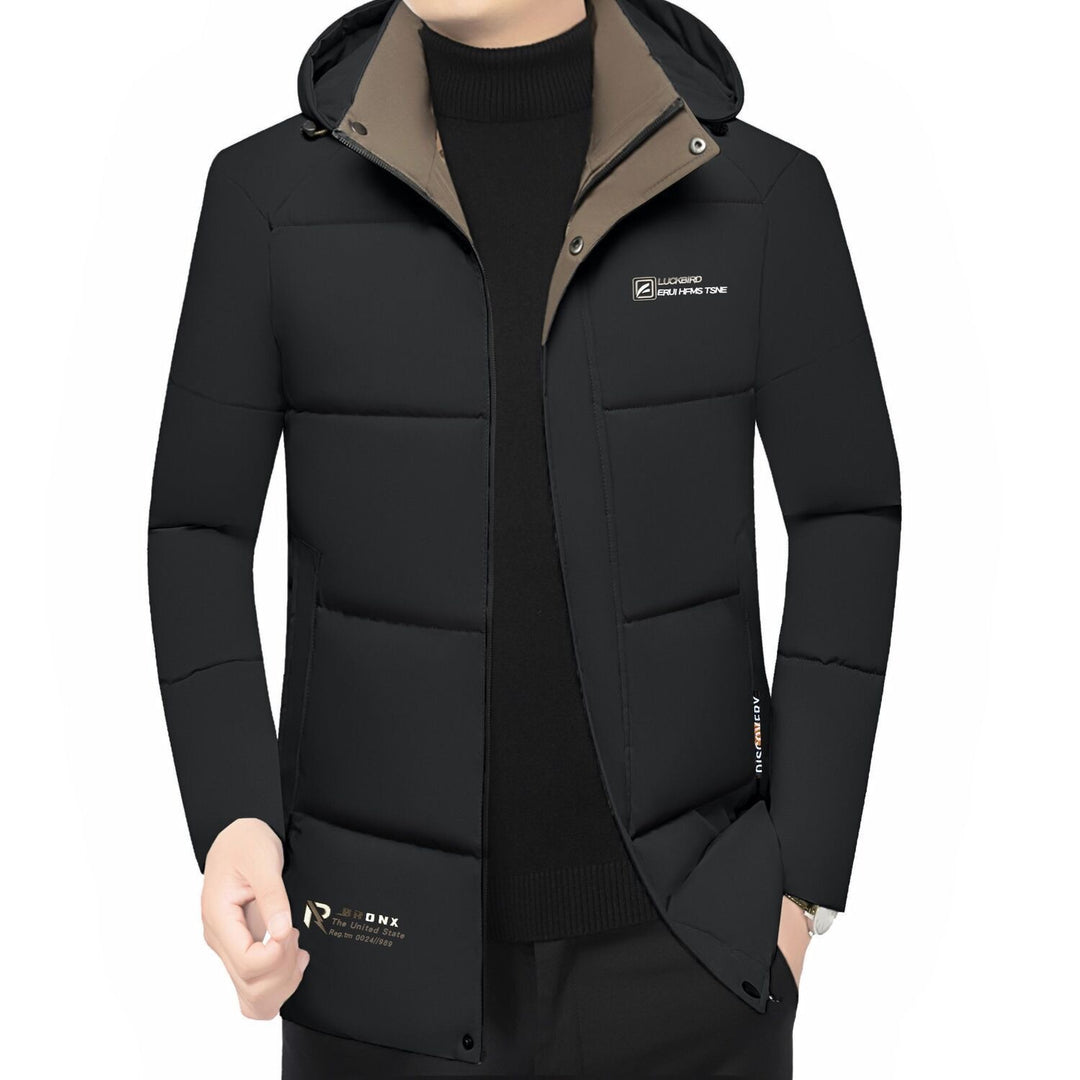 Herren Wattierte Stehkragenjacke mit wasserabweisender Oberfläche und Reißverschlusstaschen Drune