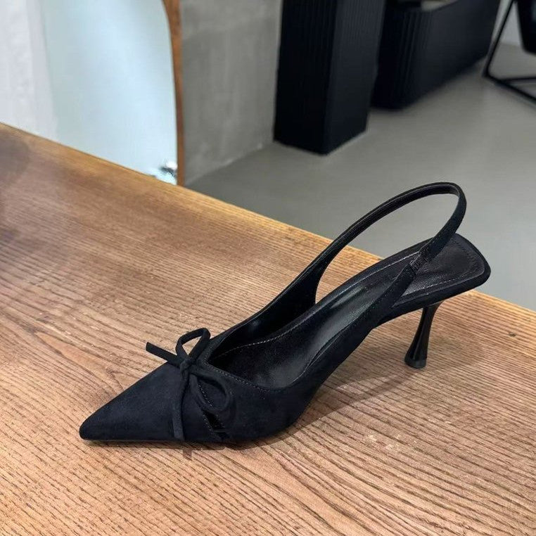 Damen Slingback Pumps mit verspielt-zartem Schleifendetail und spitz zulaufendem Design Drune