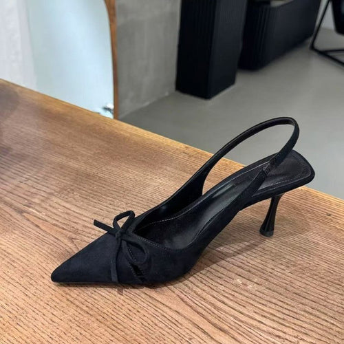 Damen Slingback Pumps mit verspielt-zartem Schleifendetail und spitz zulaufendem Design Drune
