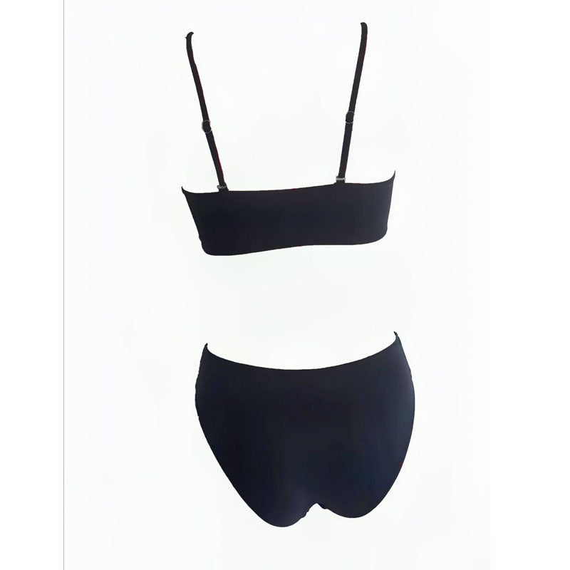 Damen Bandeau-Bikini mit dekorativer Blütenapplikation und elegantem Schnitt Drune