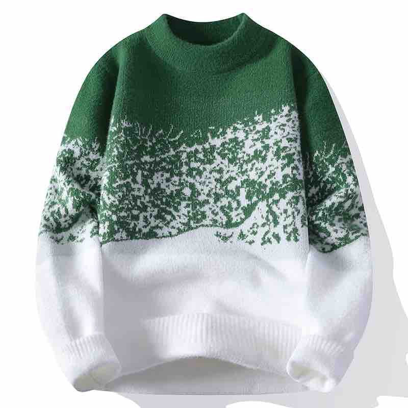 Unisex Oversized Strickpullover mit Jacquardstruktur und Rundhalsausschnitt Drune