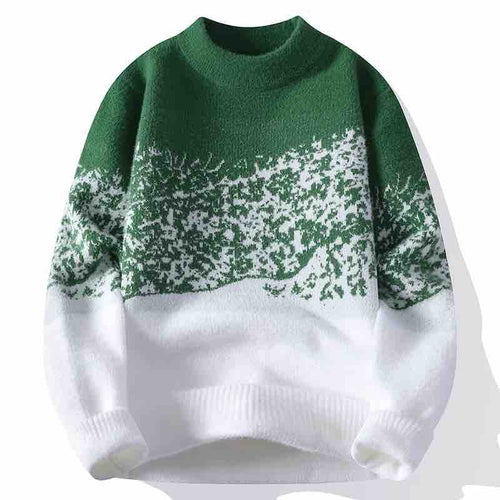 Unisex Oversized Strickpullover mit Jacquardstruktur und Rundhalsausschnitt Drune