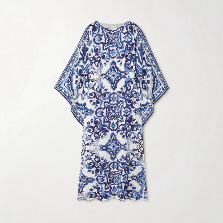 Damen Eleganter Kaftan mit kunstvollem Muster und seitlichen Schlitzen Drune