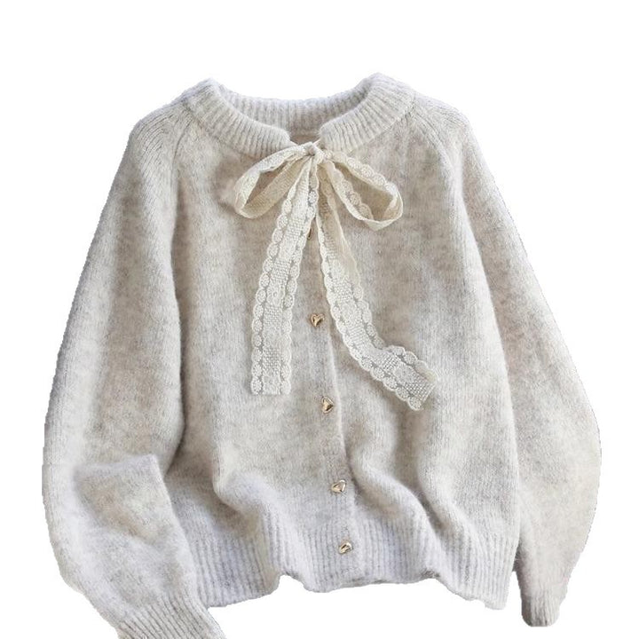 Damen Verspielter Strickcardigan mit Schleifenakzenten Drune