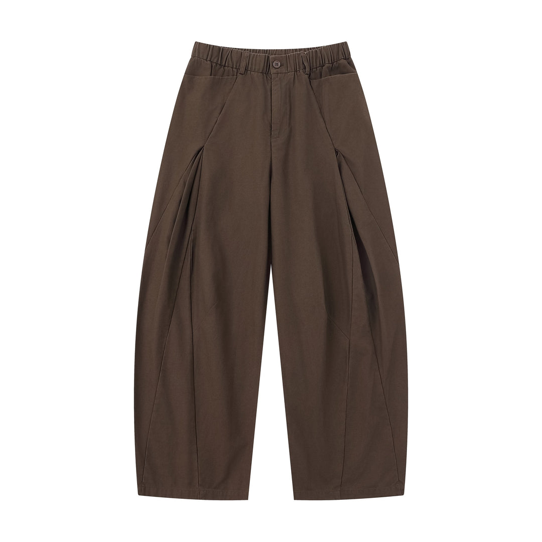 Damen Weite Culotte-Hose mit dekorativen Falten und elastischem Bund Drune