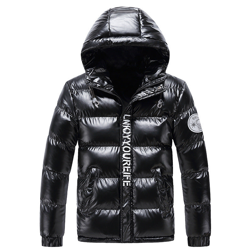 Herren glänzende gesteppte Thermo-Kapuzenjacke mit Metallic-Finish und wärmender Isolierung Drune