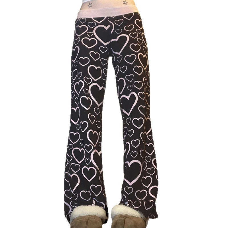 Damen farbenfrohe Herz-muster Freizeithose Drune