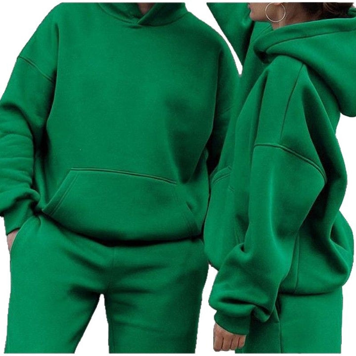 Unisex Oversize-Kapuzenpullover mit Kängurutasche und weiter Jogginghose aus French Terry Drune