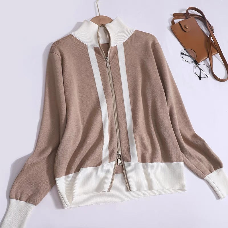 Damen Sportliches Strickensemble mit Reißverschluss Drune