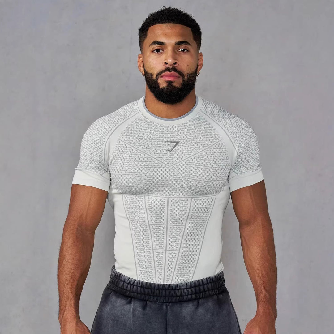 Herren nan muskelmodellierendes Funktionsshirt mit 3D-Struktur und gezielten Kompressionszonen Drune