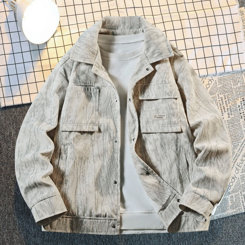 Herren Utility-Overshirt aus Vintage-Optik mit Druckknopfleiste, Pattentaschen & gebürsteter Struktur Drune