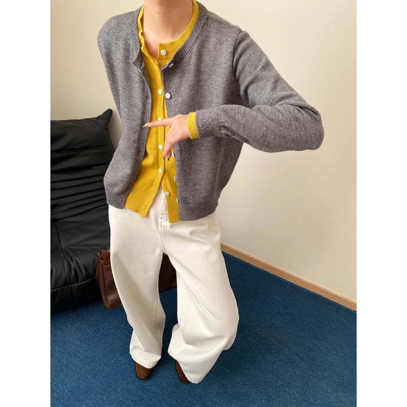 Damen klassischer Strickcardigan mit eleganten Knopfdetails Drune